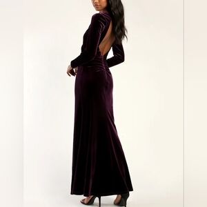 Lulus Purple Velvet  Backless Maxi Evening Prom Dress  SizeM